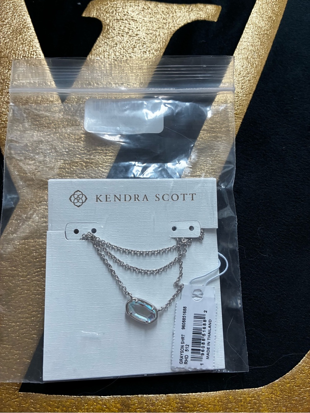 Kendra Scott Silver Necklace with Light Aqua Stone
